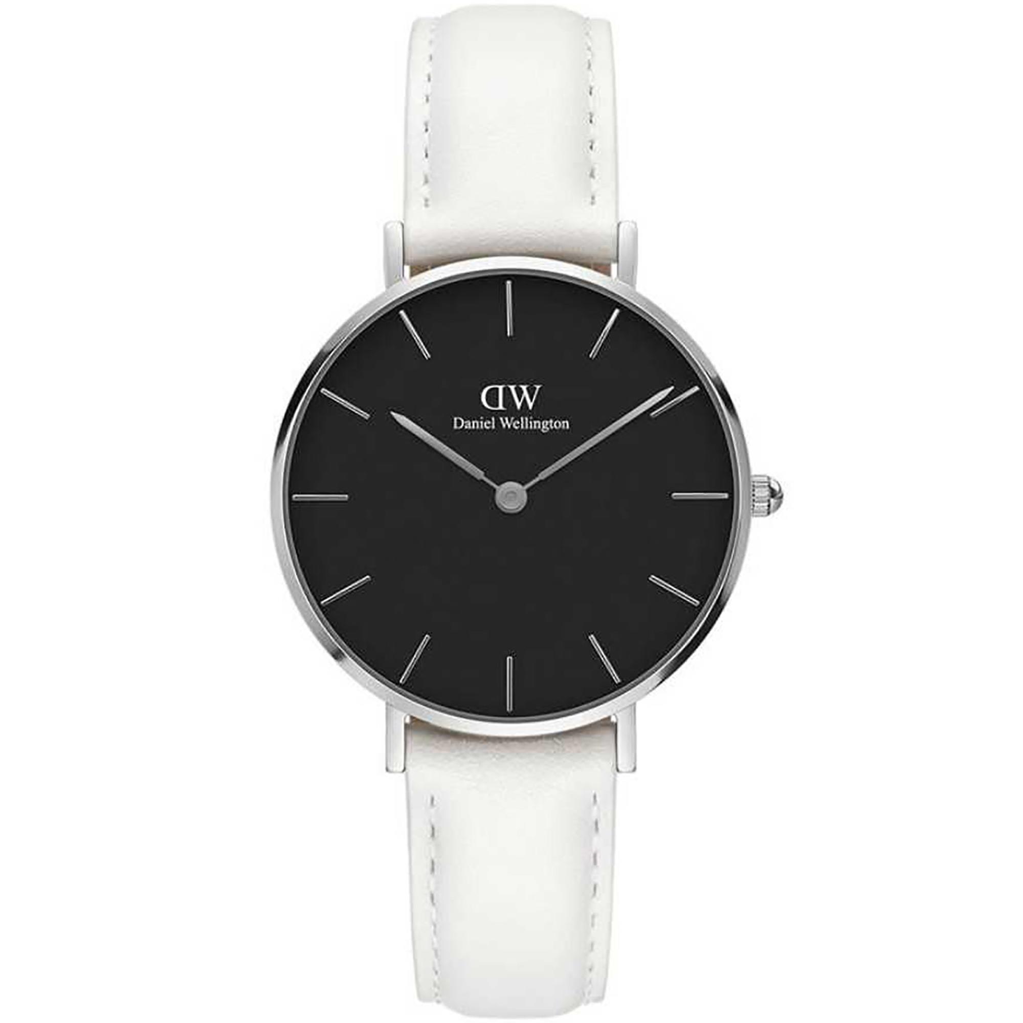 Orologio Classic Petite Bondi Pelle Bianco 32mm Acciaio Argento Nero DW00100284 - DANIEL WELLINGTON